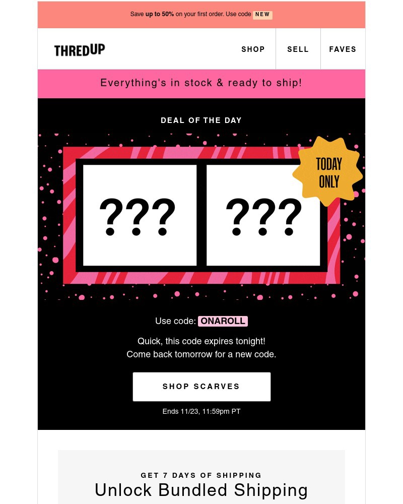 thredUP - 50% OFF ???: Today only 👀