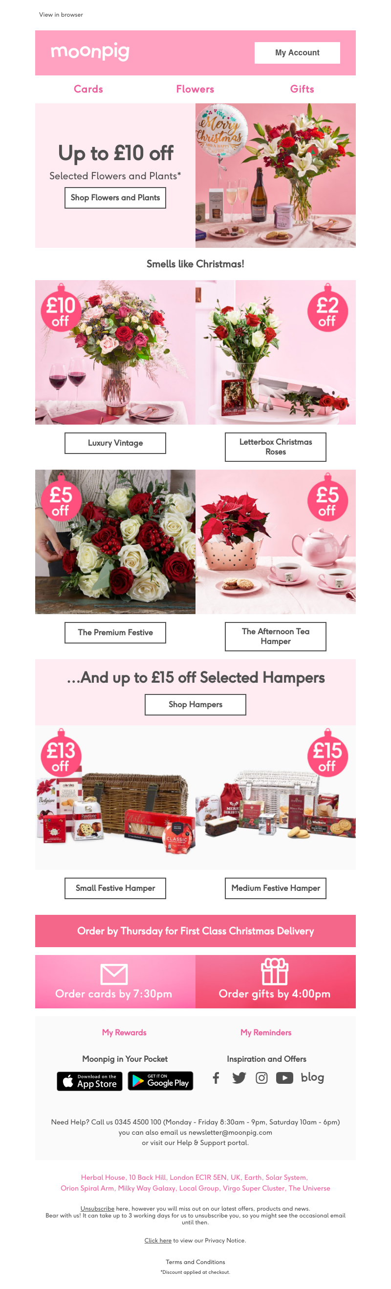Moonpig - Up to £10 off selected flowers and plants!