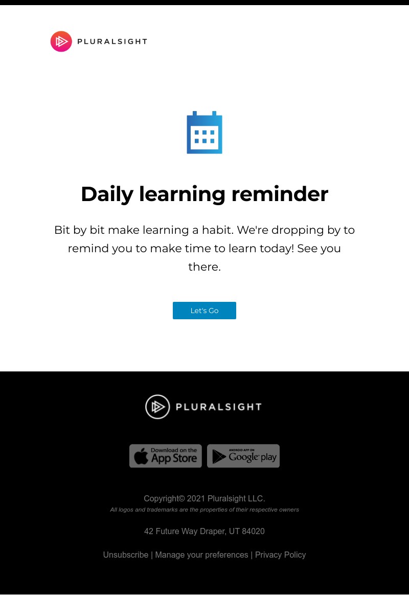 Pluralsight - Your friendly Pluralsight learning reminder