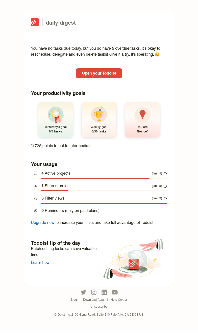 Todoist - Sarah’s task(s) for May 7 2023 → 5 overdue