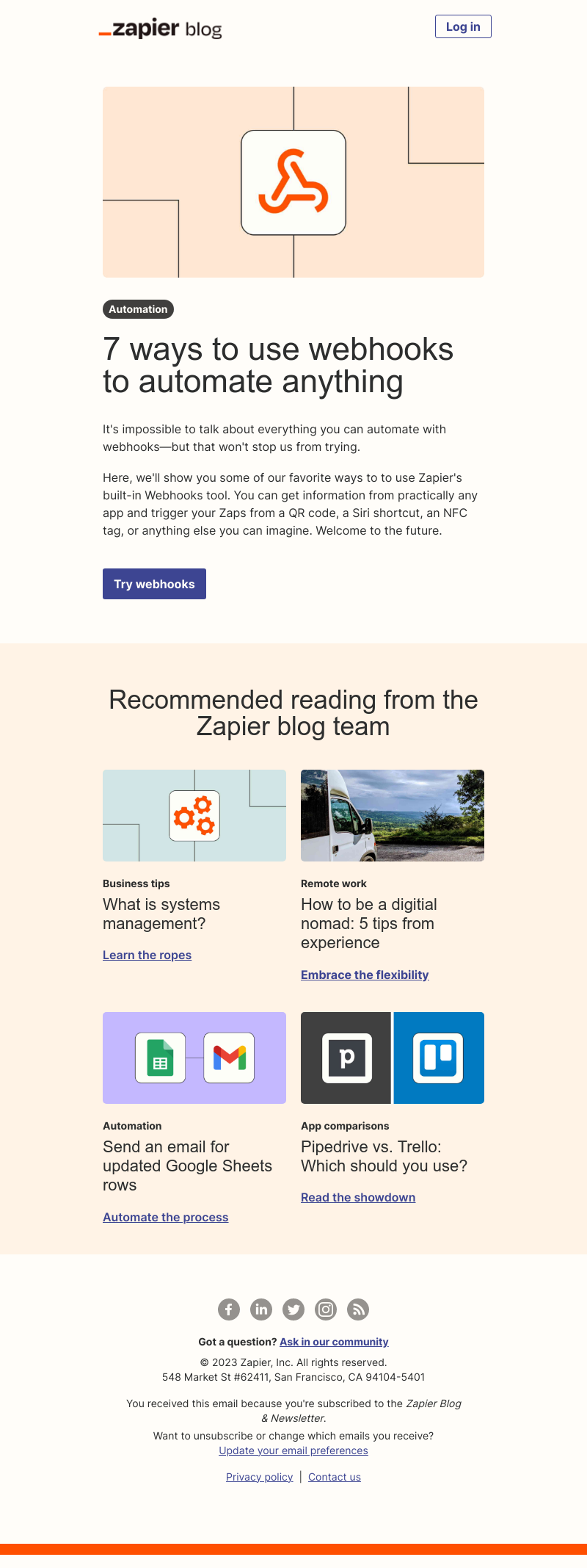 Zapier - 7 ways to use webhooks to automate anything