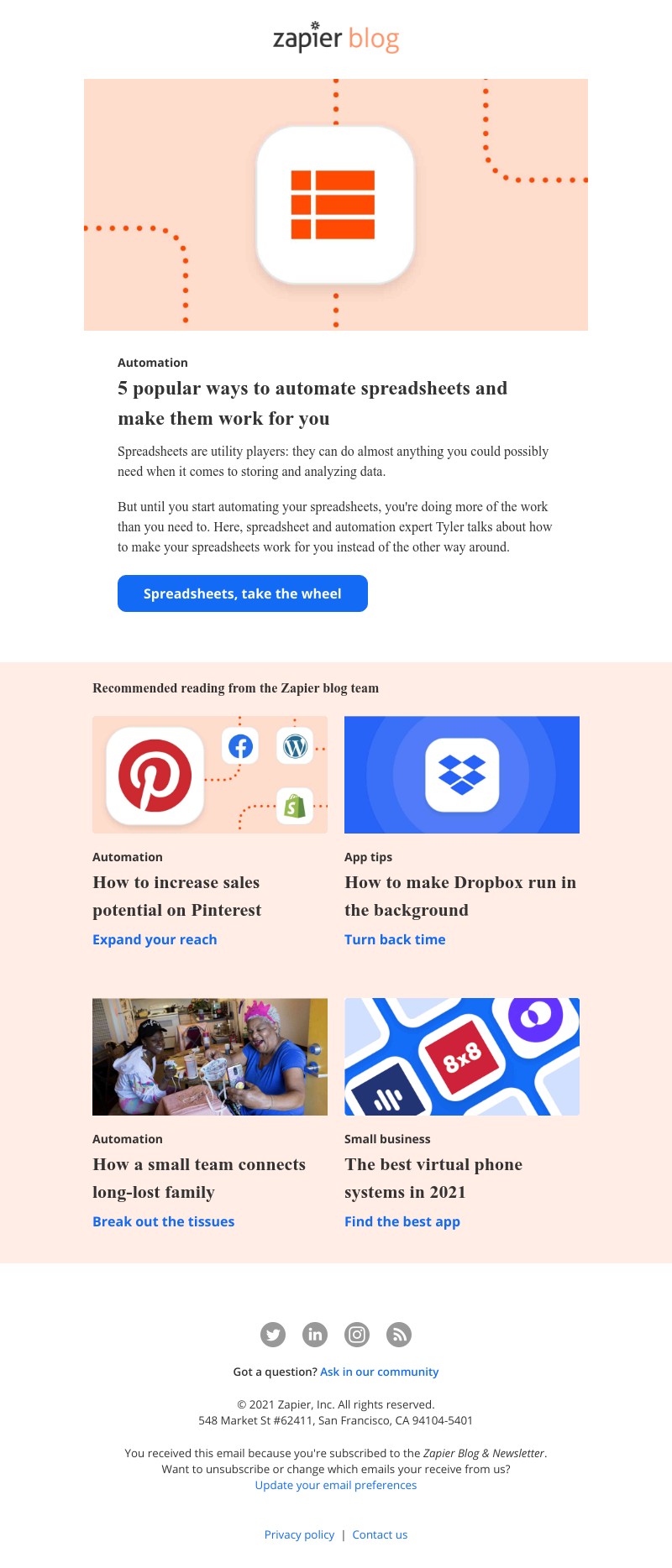 Zapier - 5 ways to automate your spreadsheets
