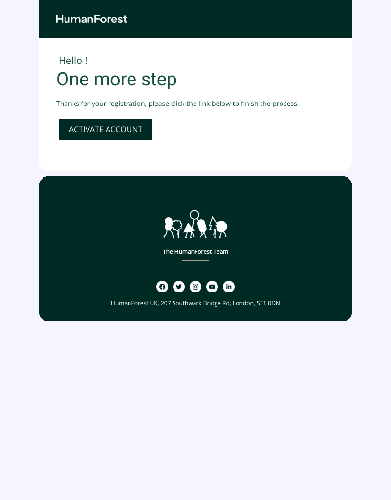  - Activate your HumanForest account
