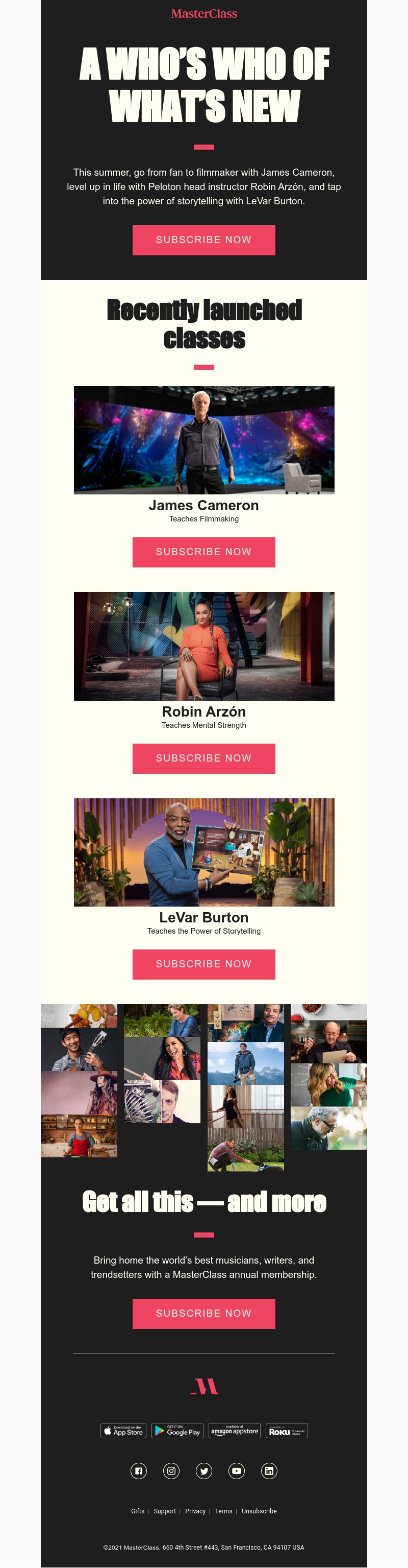  - Just added: James Cameron, LeVar Burton, and Robin Arzón