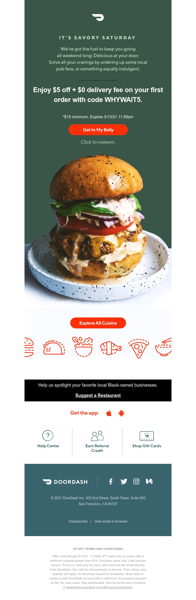  - Saturday means $5 off!