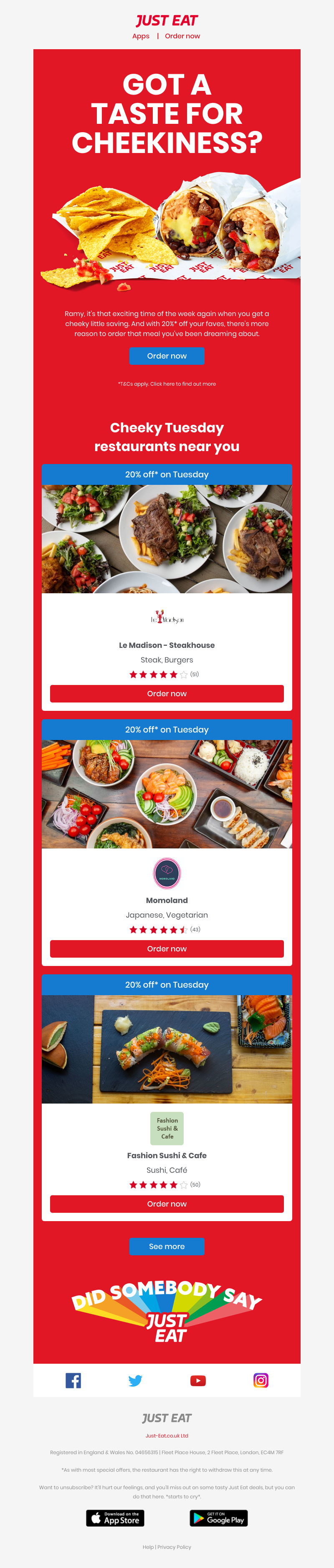 Just Eat - Ramy, we’ve got a little something for you 😊  