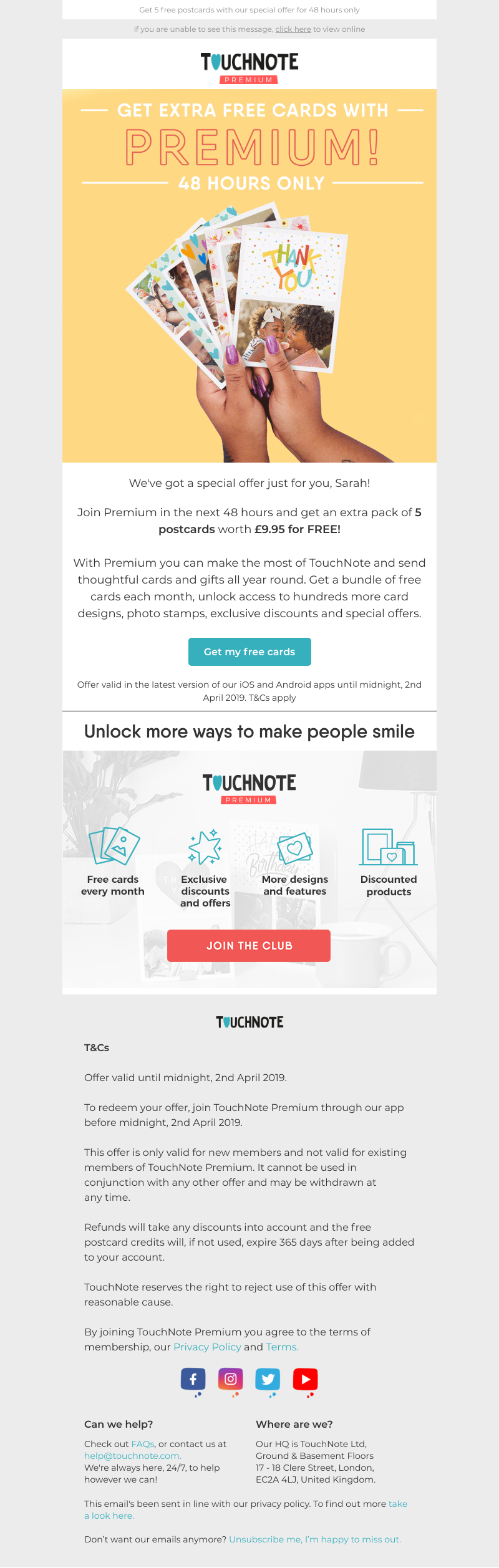 TouchNote - ⏰ 48 hours to claim your free postcards