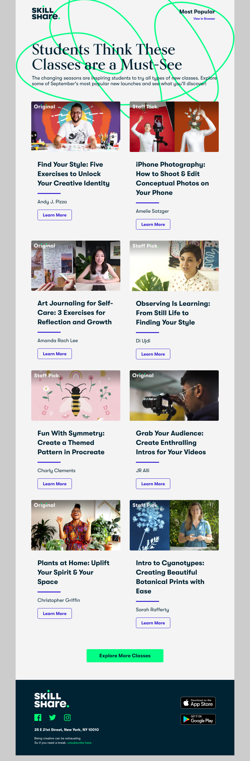 Skillshare - The Top 8: September's Most Popular Classes