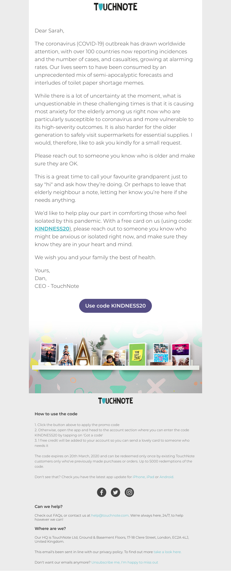 TouchNote - A message from our CEO