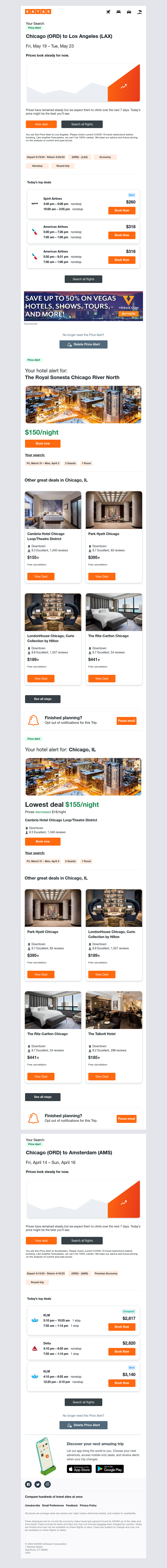 Kayak - Price Alert: Airfare holding steady for your Chicago to Los Angeles flight