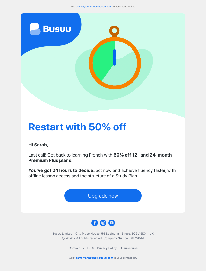Busuu - 50% off Premium Plus ends today – make every minute of studying count 💪     