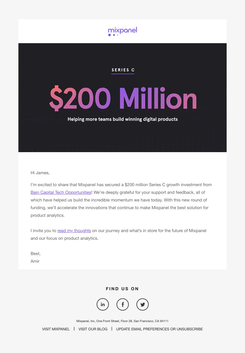 Mixpanel - A note from Mixpanel's CEO on our $200M Series C