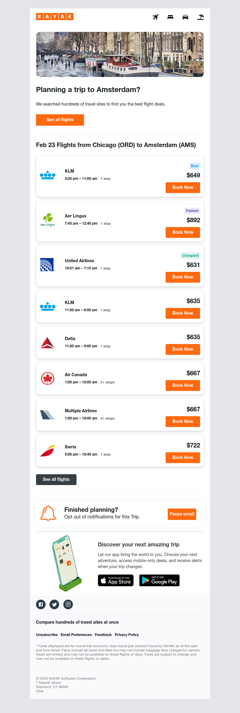 Kayak - Future Flights from Chicago to Amsterdam, starting at $631