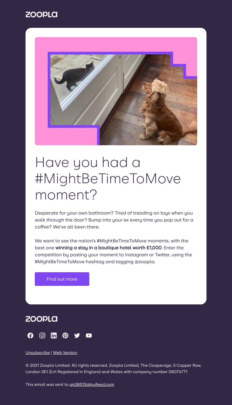 Zoopla - Win a £1,000 boutique hotel stay