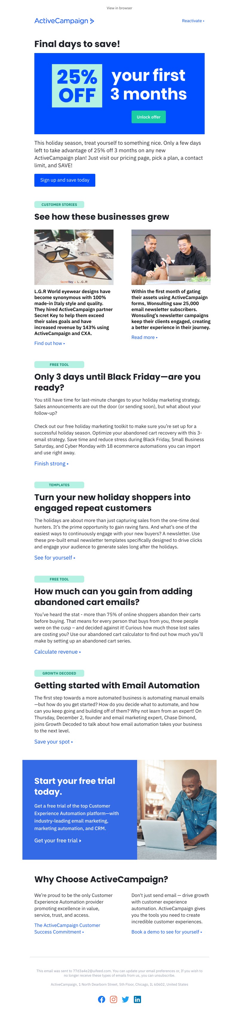  - Last chance - 25% off on any plan for 3 months