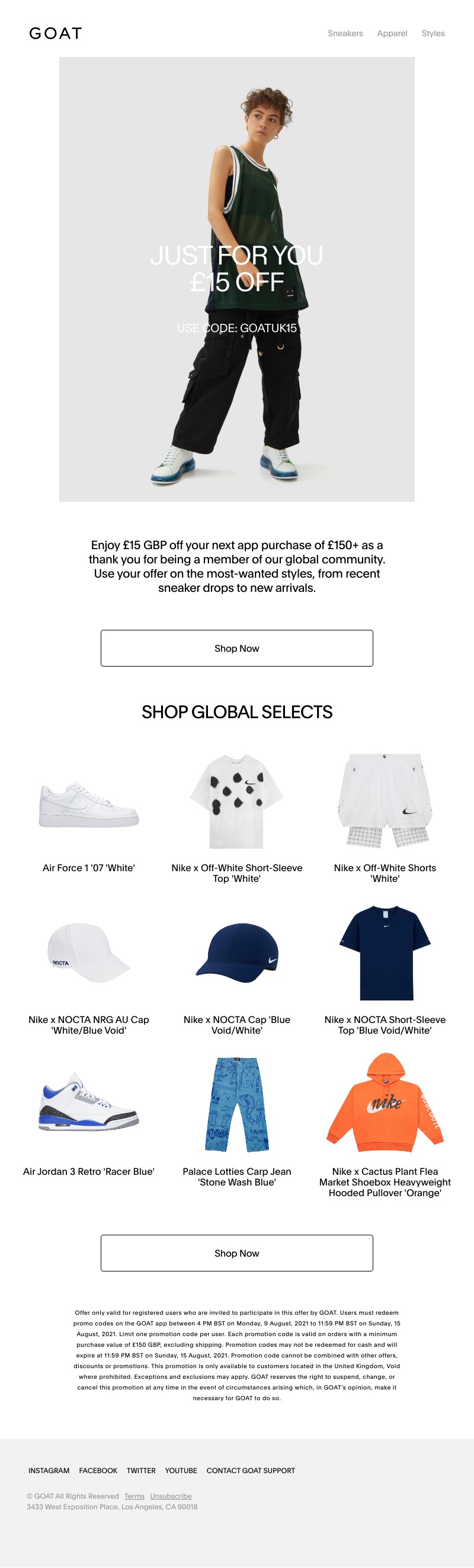 Goat - Just for you: £15 off your next purchase