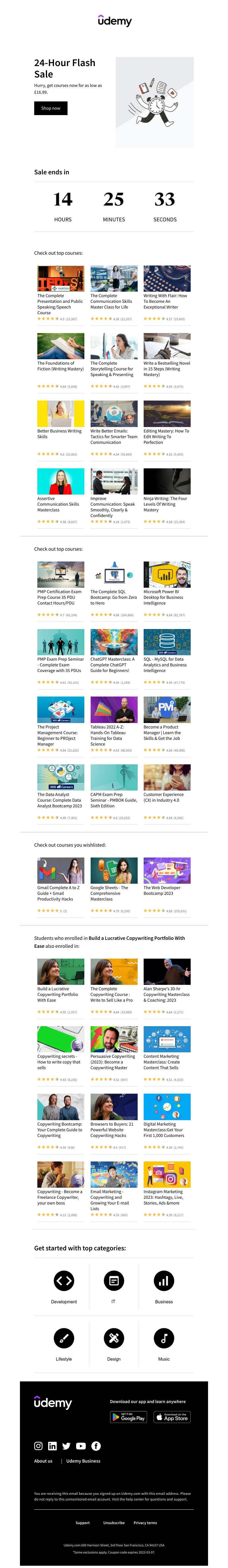 Udemy - 24-Hour Flash Sale! Courses starting at £16.99.