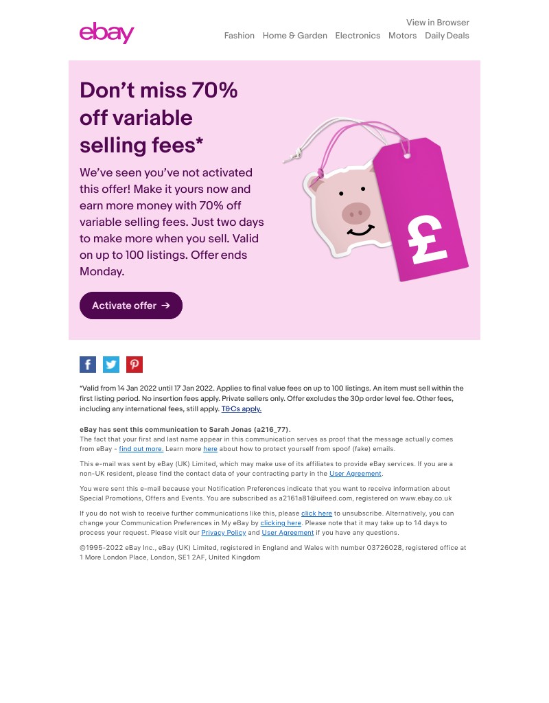 eBay - ⏰ Only two days left for 70% off variable selling fees