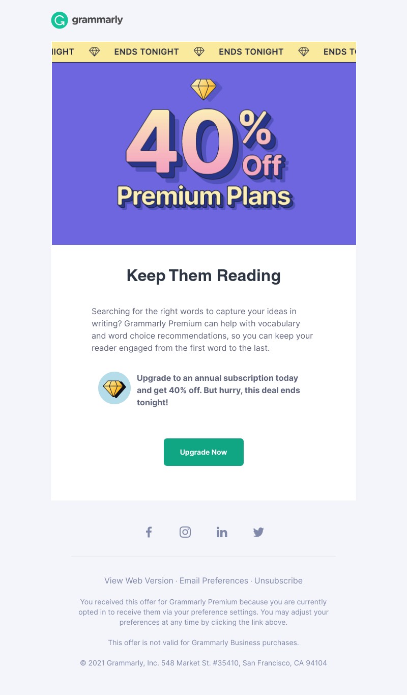 Grammarly - Last chance to save 40% off on Grammarly Premium
