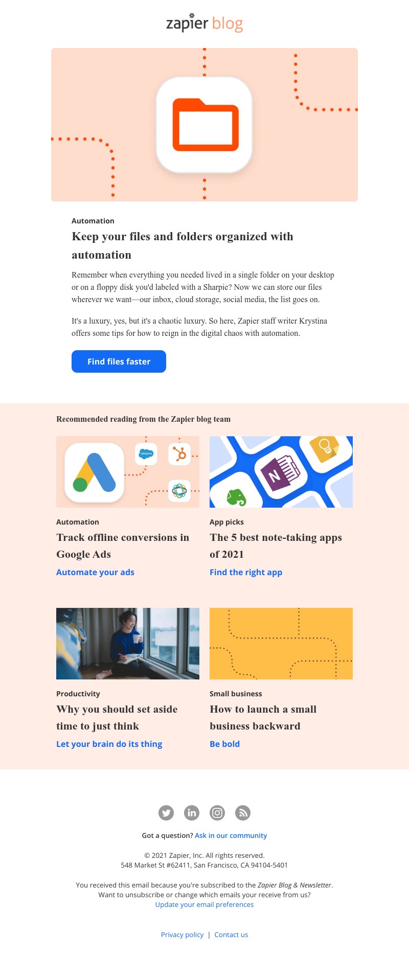 Zapier - Keep your files and folders organized with automation