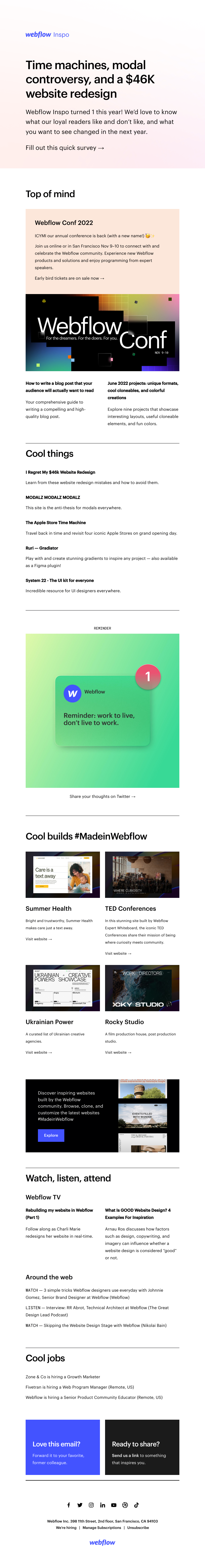 Webflow - Time machines, modal controversy, and a $46K website redesign 💸