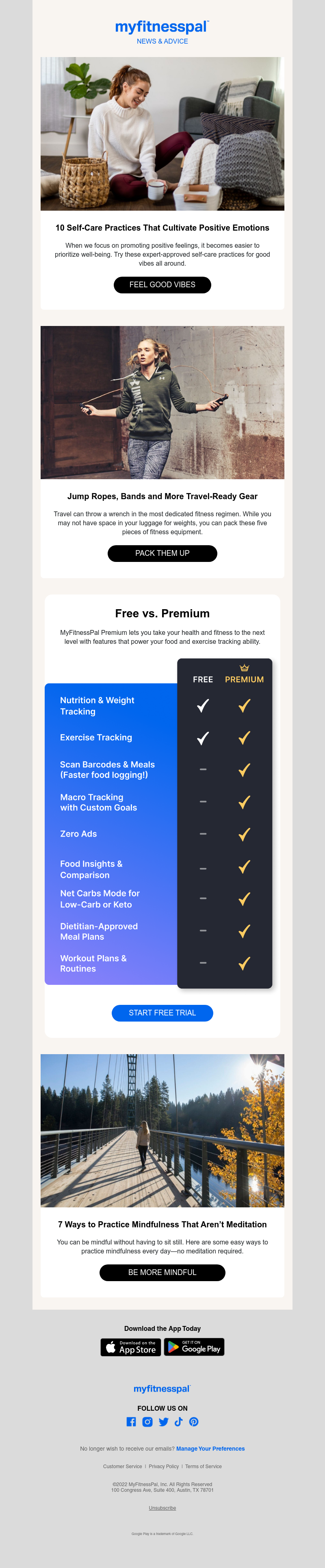 MyFitnessPal - Take time for self-care.