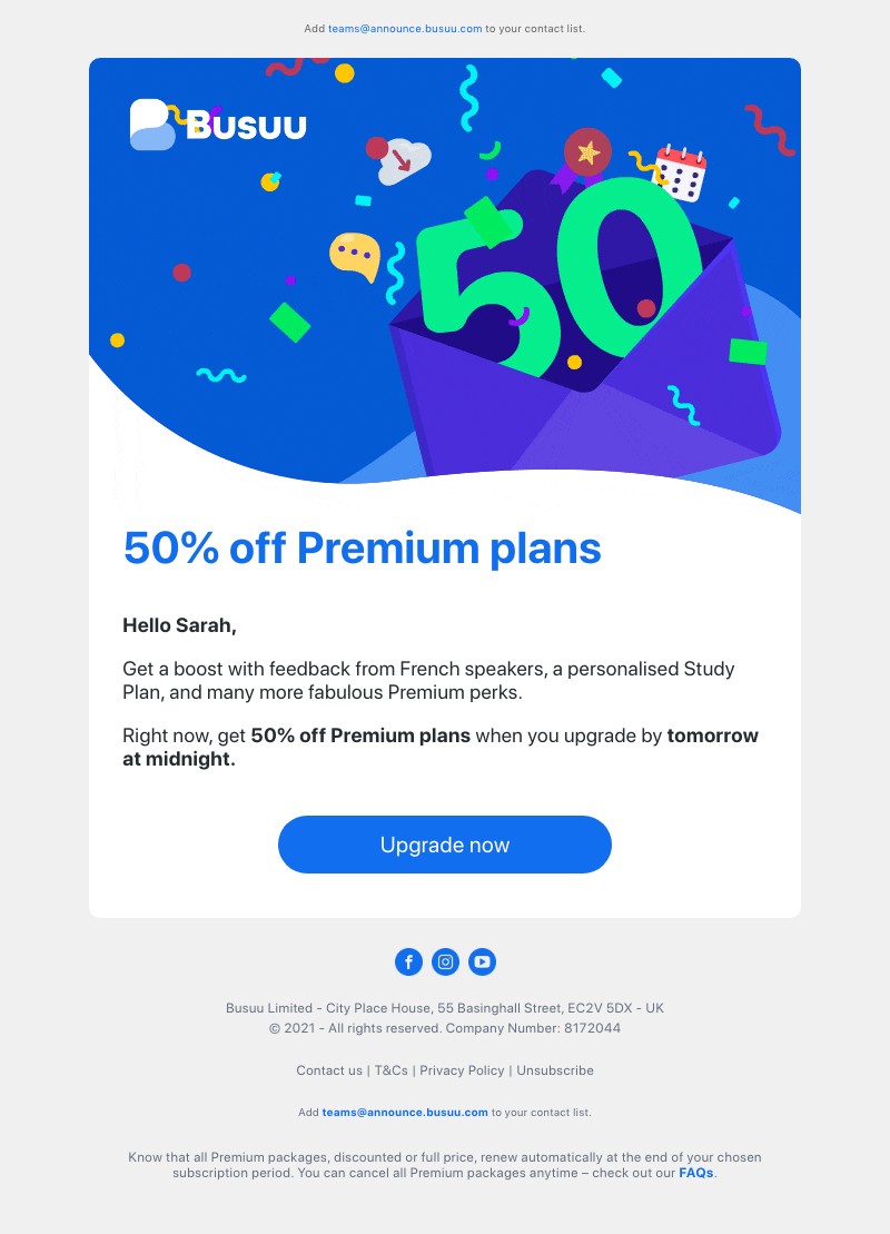 Busuu - Take your French-speaking adventures to new heights with 50% off 💪 