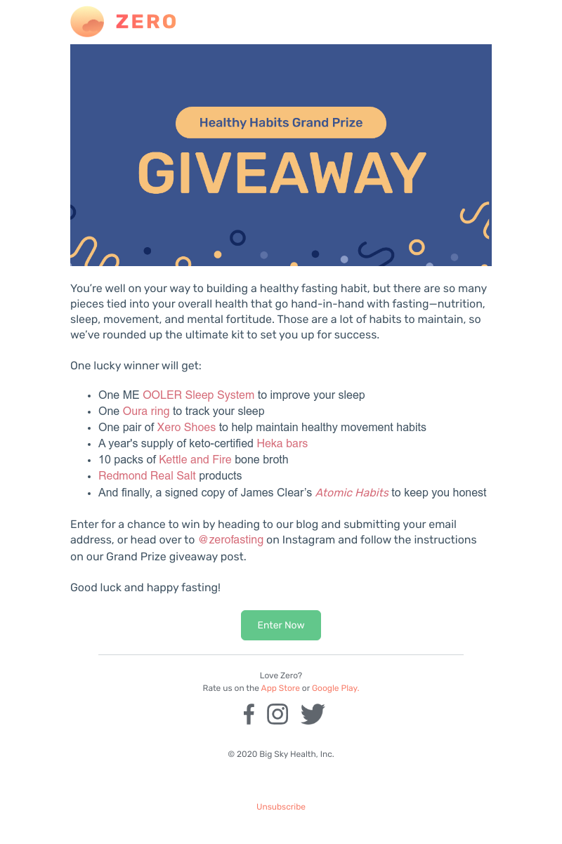 Zero - Win the Healthy Habits Grand Prize Pack