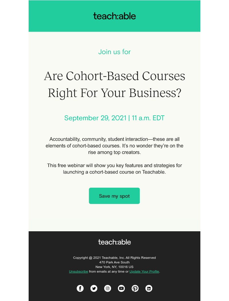 Teachable - September 29 | Are Cohort-Based Courses Right For Your Business?