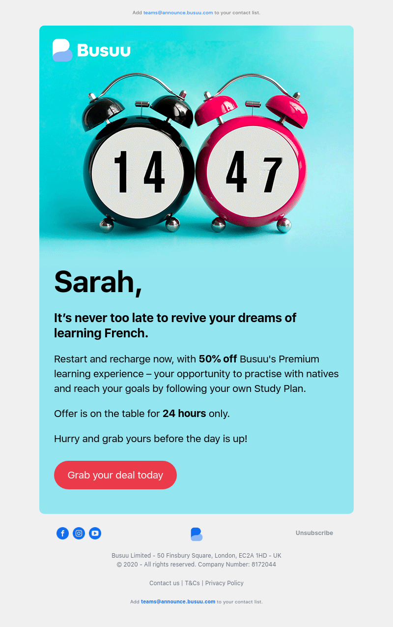 Busuu - Sarah, here's your chance to turn your language learning around 💪