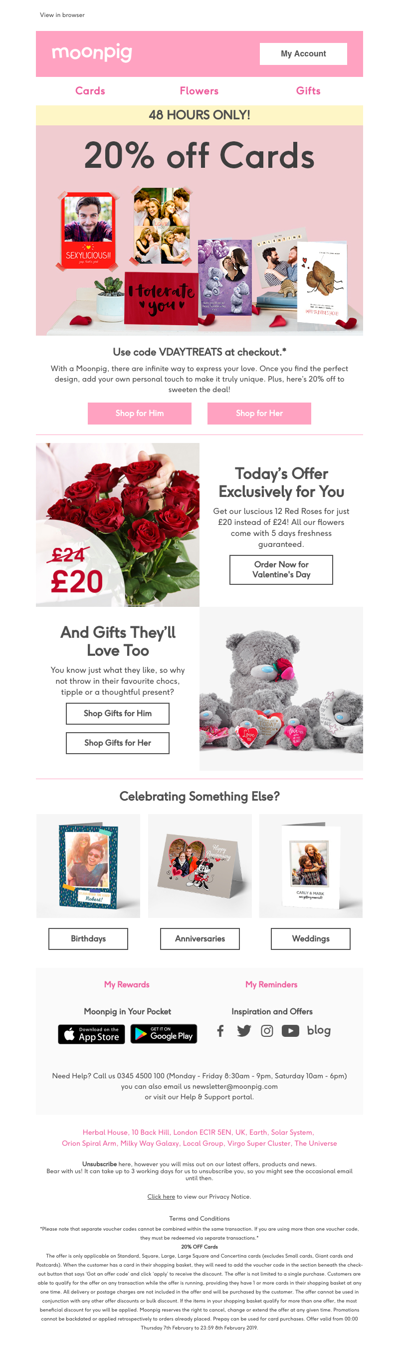 Moonpig - Enjoy 20% off cards for just 48 hours!