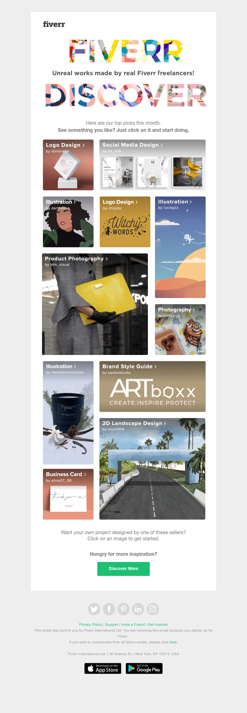 Fiverr - Your monthly dose of inspiration