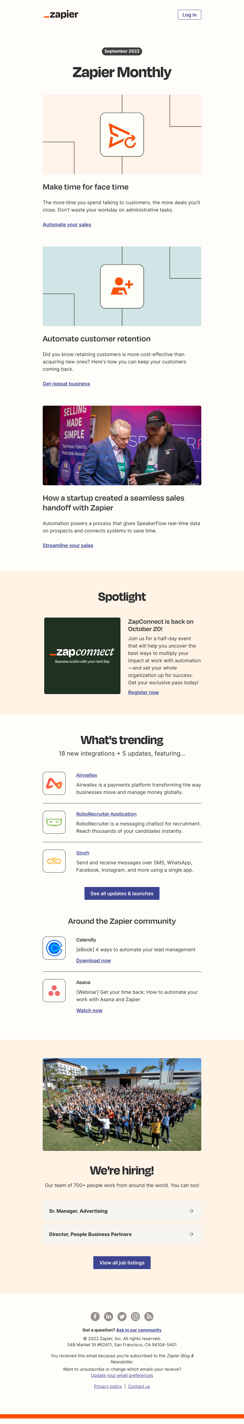 Zapier - New in September: Automate your sales, 5 updates, and 18 new apps
