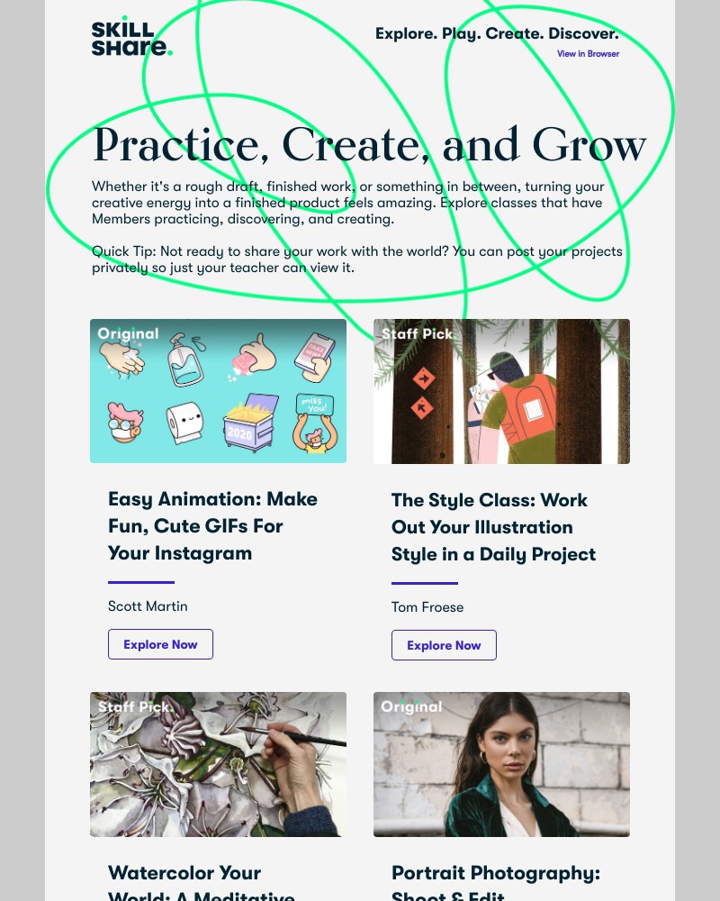 Skillshare - 6 classes to inspire your next project