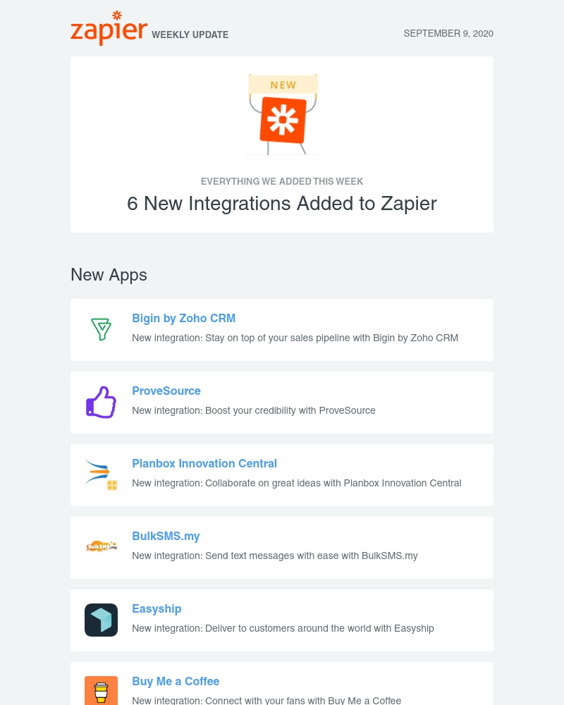 Zapier - 🚀 6 new integrations added to Zapier