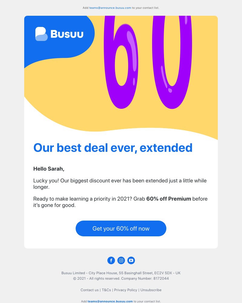 Busuu - 60% off – EXTENDED | It’s your lucky day ✨