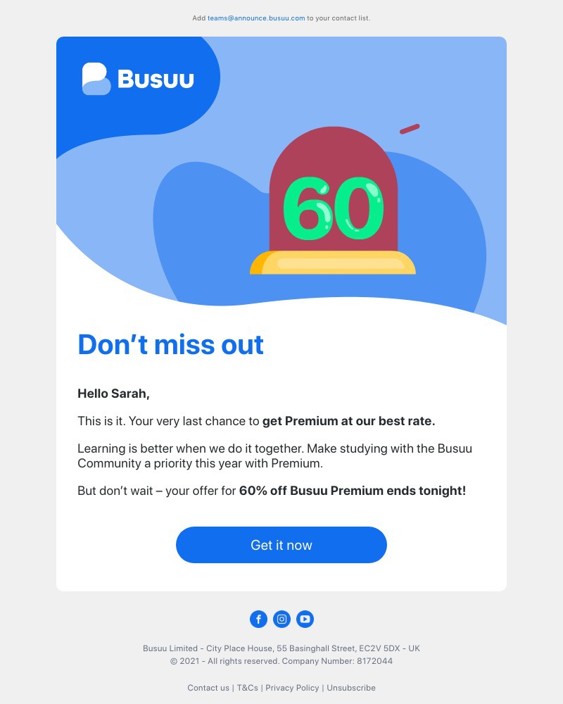 Busuu - 60% off is almost gone ⏰ 