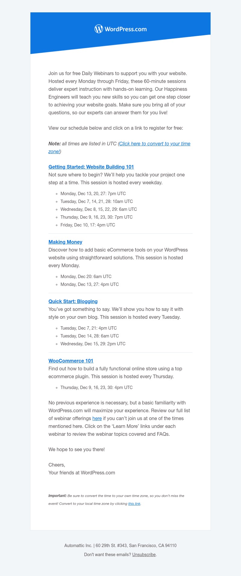 WordPress - Let us answer your questions with free WordPress.com Webinars!