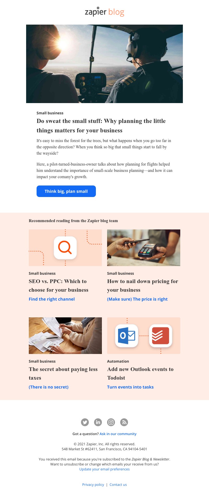 Zapier - Do sweat the small stuff: Plan for the little things