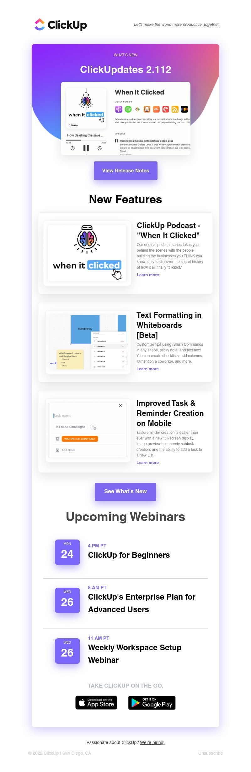 ClickUp - Whiteboard Text Formatting [Beta], Improved Task/Reminder Creation on Mobile, ➕ more!