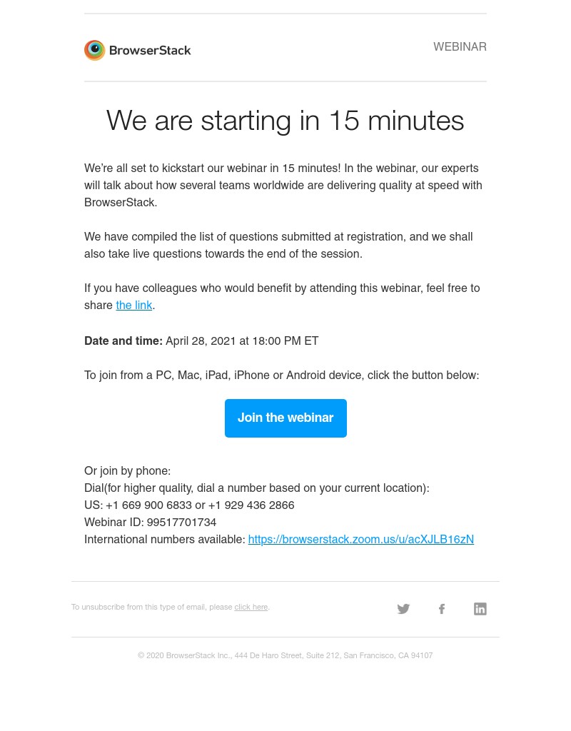  - Starting in 15 minutes: BrowserStack Day Webinar