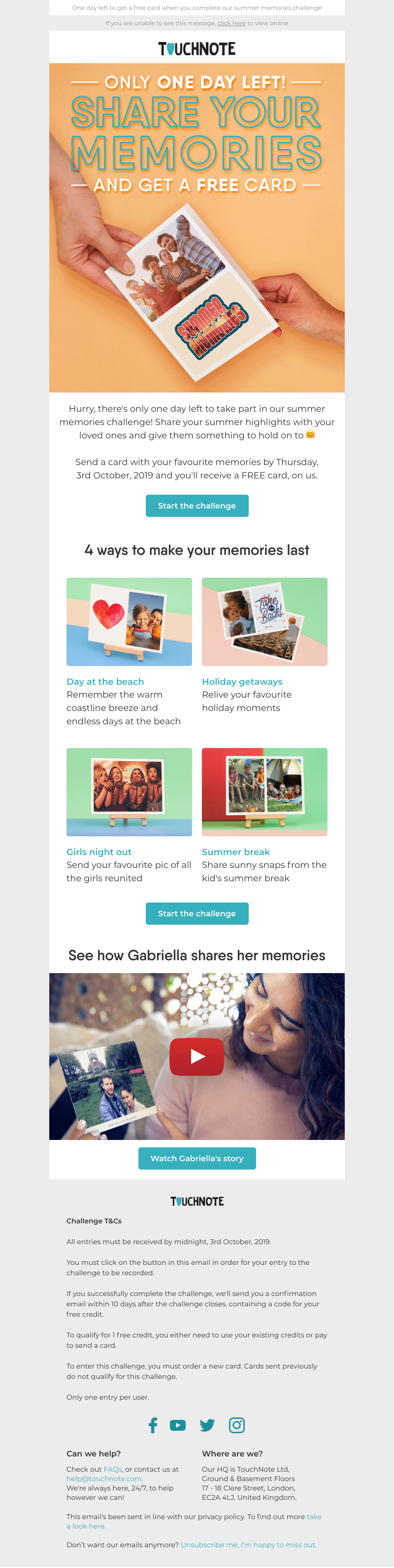 TouchNote - Sarah, 24 hours left to complete the challenge!