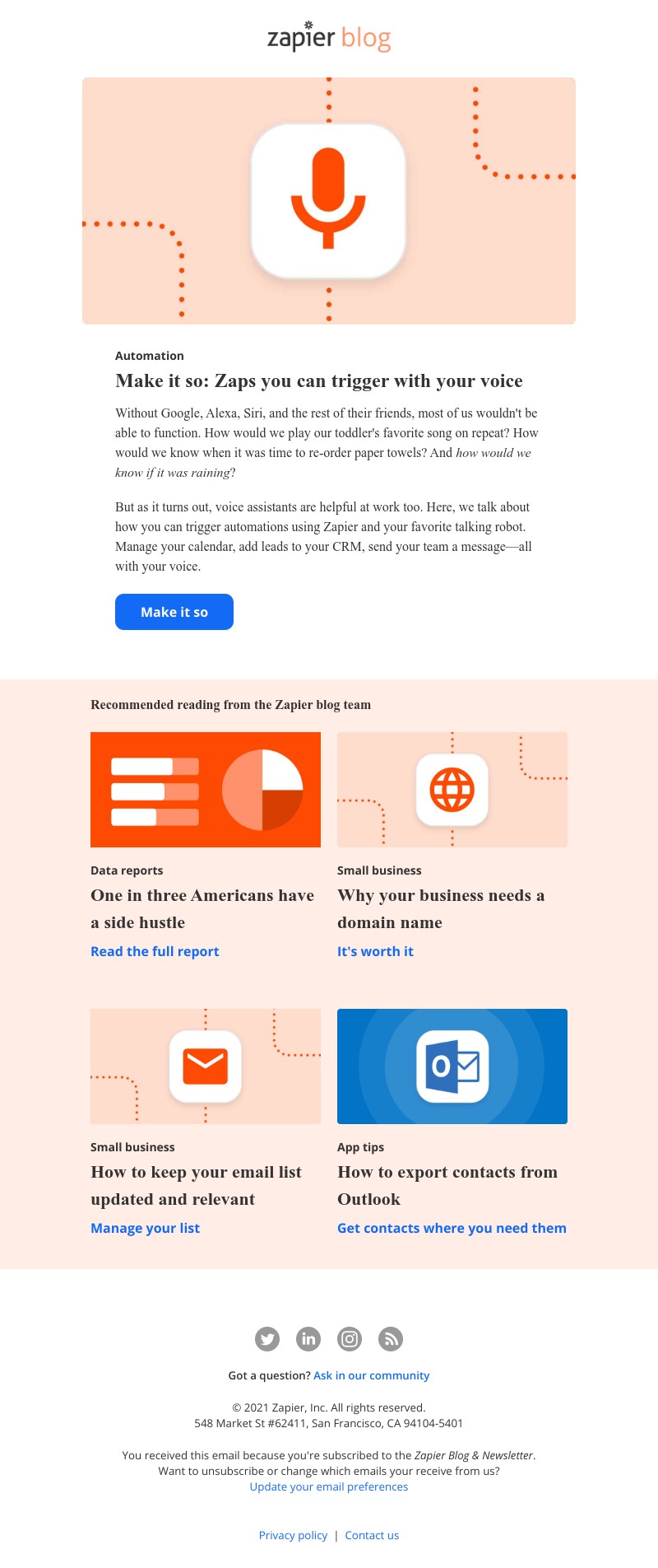 Zapier - Make it so: Zaps you can trigger with your voice