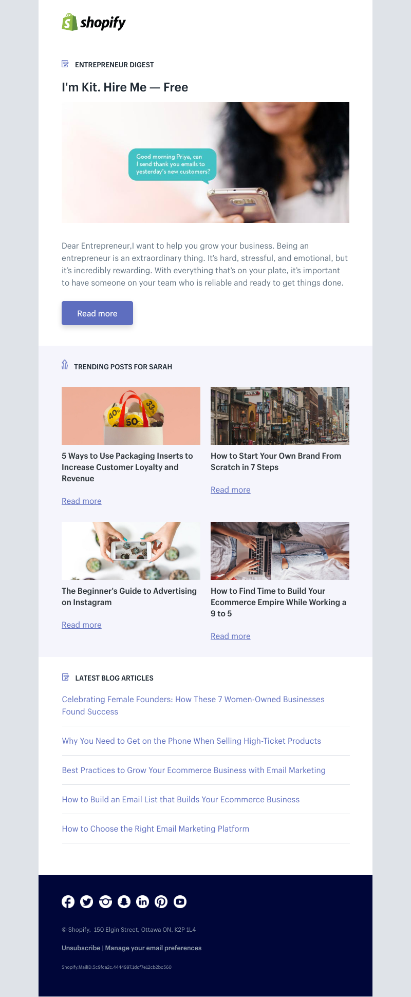 Shopify - I'm Kit. Hire Me — Free