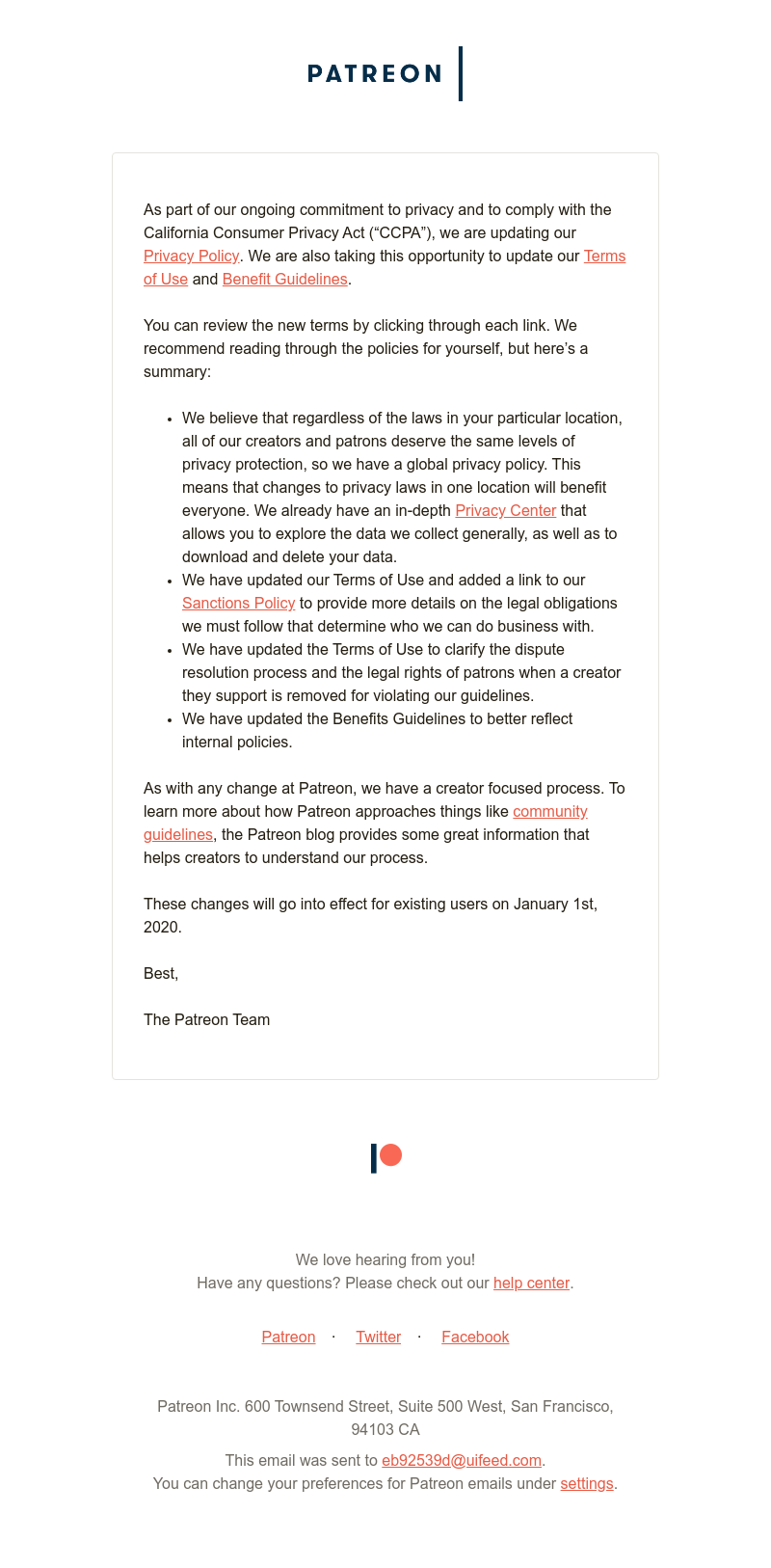 Patreon - Updates to our policies