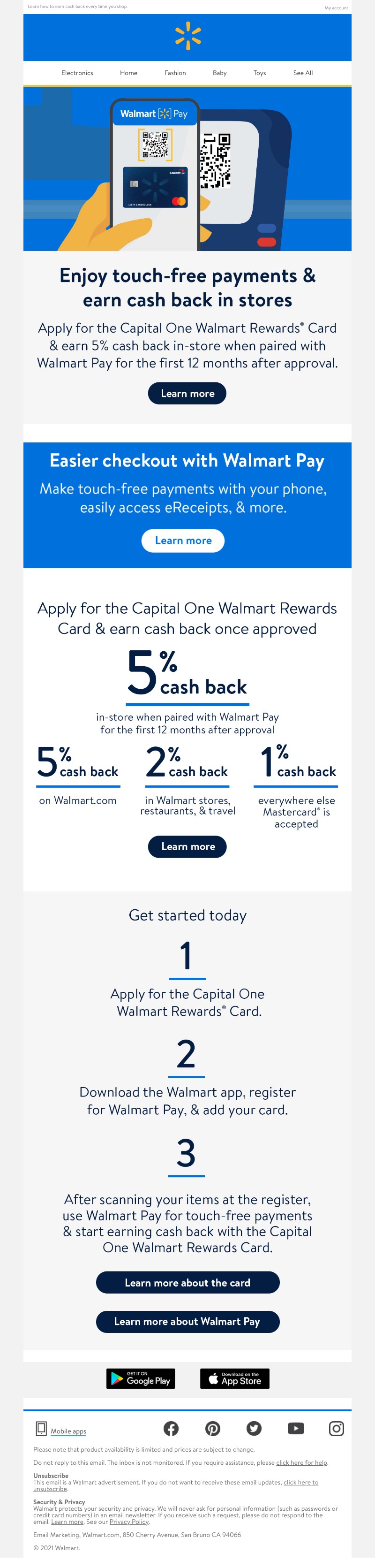 Walmart - Earn 5% cash back with Walmart Pay 🙌