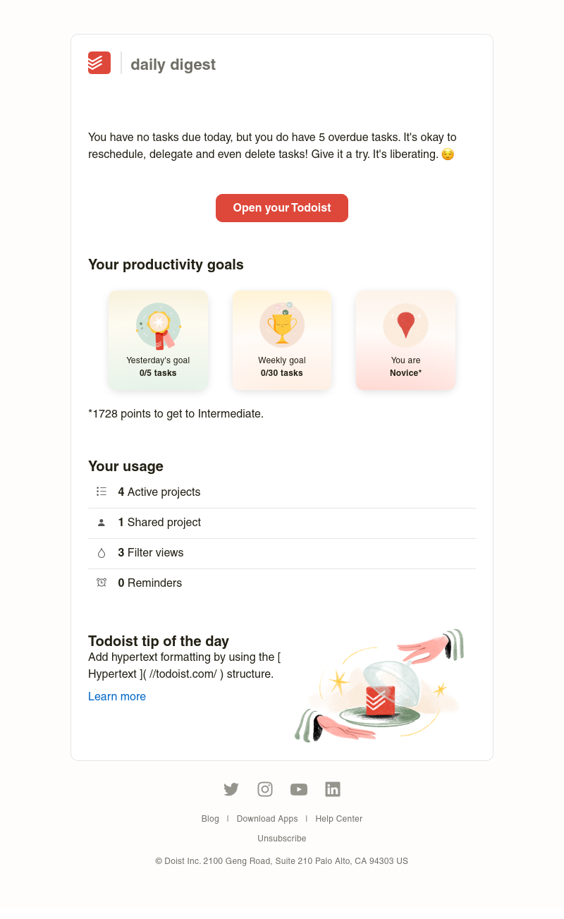 Todoist - Sarah’s task(s) for May 1 2023 → 5 overdue