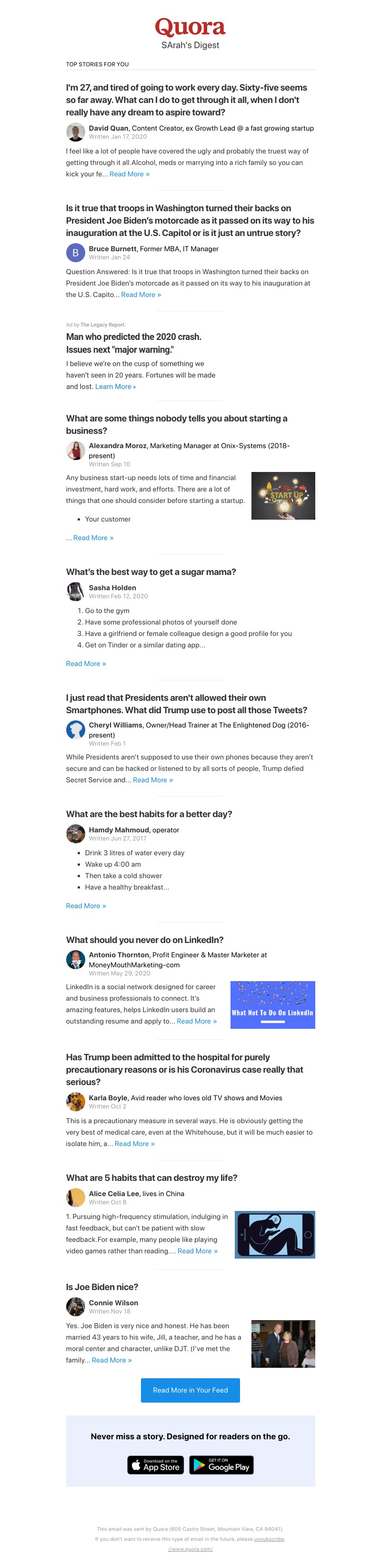 Quora - I'm 27, and tired of going to work every day. Sixty-five seems so far away. What can...?