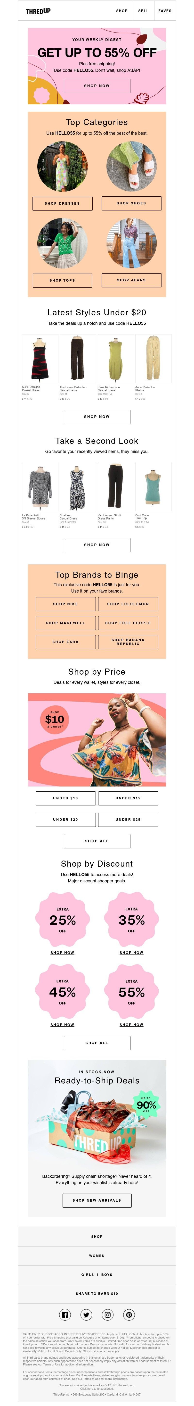 thredUP - Seasonal savings! Unlock up to 55% off + FREE shipping, hurry!