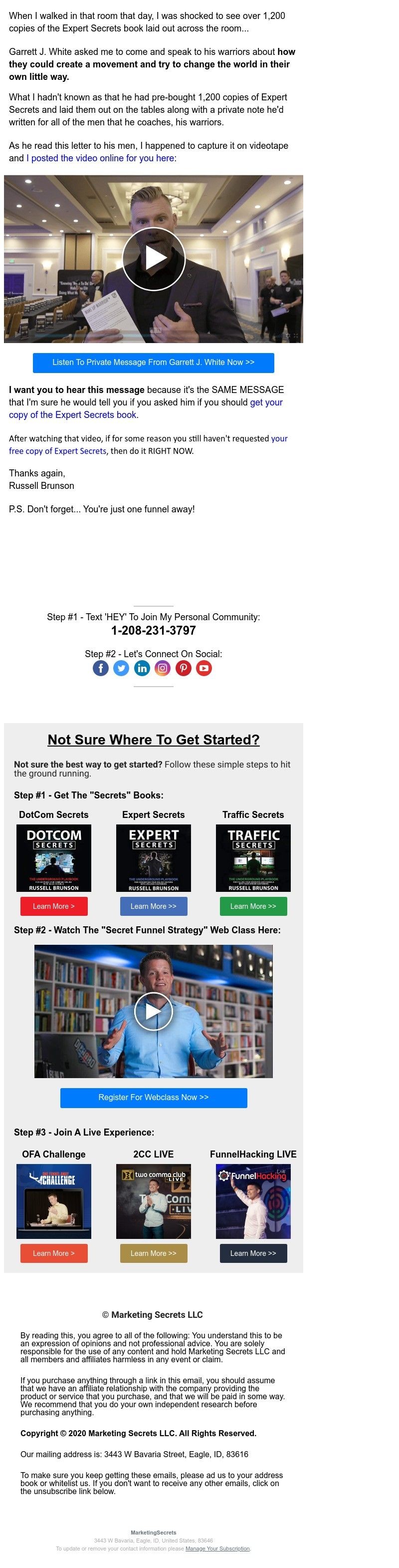 ClickFunnels - PRIVATE MESSAGE from Garrett (it's about the book)